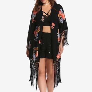 Torrid Insider Collection Floral Fringe Kimono